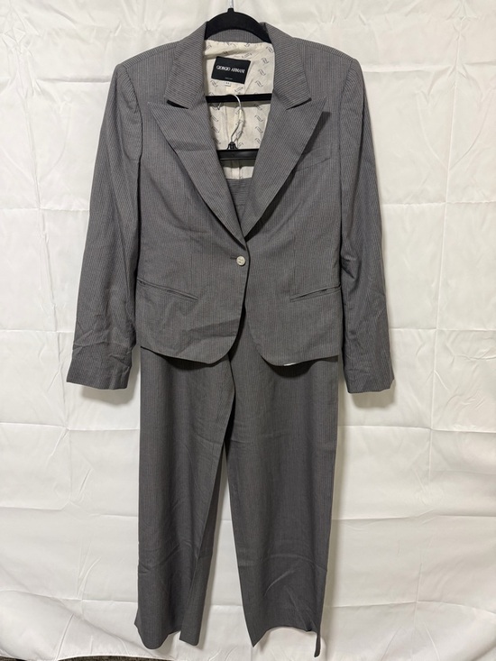 Giorgio Armani Pants - Giorgio Armani Women's Gray Pinstripe Two-Piece Pantsuit